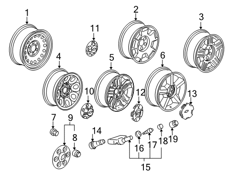 2008 Chevrolet Tahoe Wheels Hub Cap Diagram for 9597991