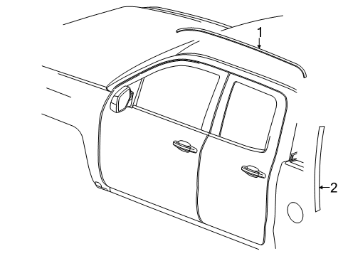 2017 Chevrolet Silverado 1500 Exterior Trim - Cab Molding Asm-Roof Panel Joint Finish *Black Diagram for 84293172