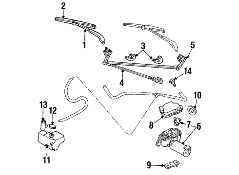1989 Buick Century Wiper & Washer Components Arm Asm-Windshield Wiper Diagram for 10283454