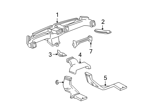 2007 Chevrolet Colorado Ducts Duct, Rear Floor Air Outlet Center Diagram for 89018312