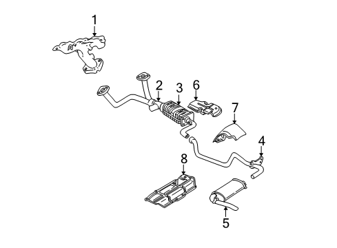 1999 Chevrolet Camaro Exhaust Components Oxidation Catalytic Converter Assembly (W/ Exhaust Pipe) Diagram for 12559244