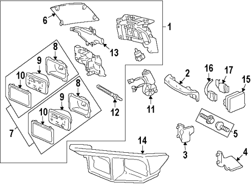 1998 Pontiac Firebird Bulbs Headlamp Assembly Diagram for 19177352
