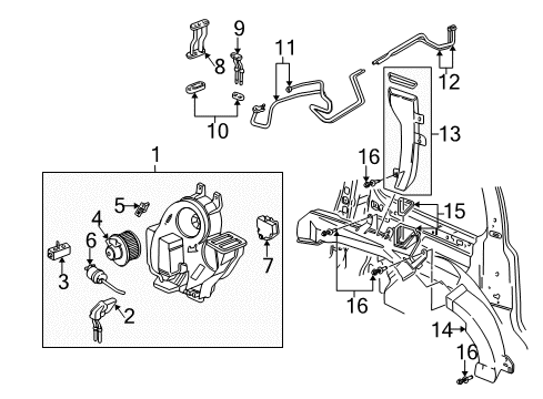 1999 Pontiac Montana A/C Evaporator & Heater Components Motor Asm-Auxiliary Blower Diagram for 10443618