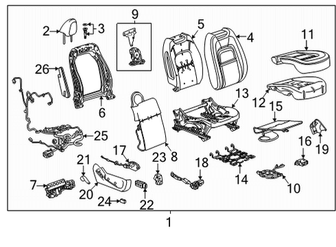 2020 GMC Canyon Passenger Seat Components Actuator Asm-Front Seat Vertical Adjuster Diagram for 13598761