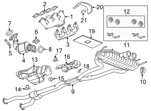 2015 Cadillac CTS Exhaust Components 3Way Catalytic Convertor Assembly Diagram for 22940825
