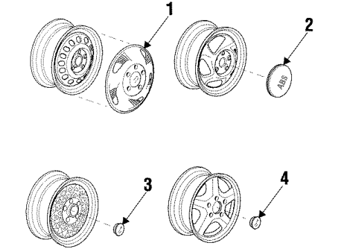 1998 Pontiac Grand Prix Wheel Covers & Trim Hub Cap ASSEMBLY Diagram for 9592277