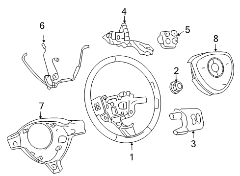 2005 Pontiac Montana Steering Column, Steering Wheel & Trim Steering Wheel Assembly *Ebony Diagram for 25894314