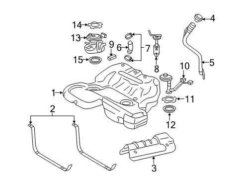 2006 Cadillac STS Fuel System Components Fuel Tank Diagram for 25894461