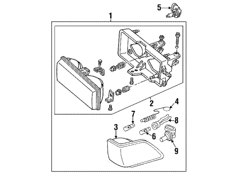 1992 Buick Century Headlamps Headlamp Capsule Assembly Diagram for 16522267