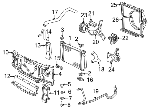 1985 GMC Safari Radiator & Components, Cooling Fan Pulley Asm-Belt Idler Diagram for 14036001