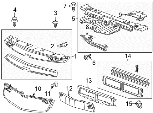 2013 Chevrolet Cruze Grille & Components Lower Grille Diagram for 95963008