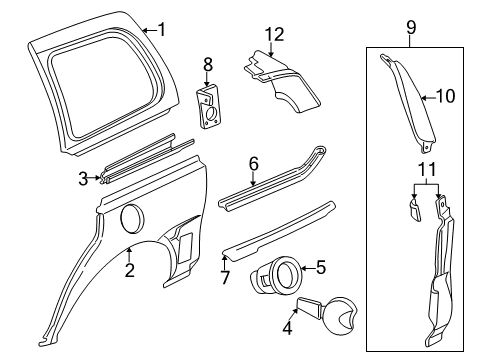 1999 Pontiac Montana Side Panel & Components Housing Asm-Fuel Tank Filler Pipe Diagram for 10384936