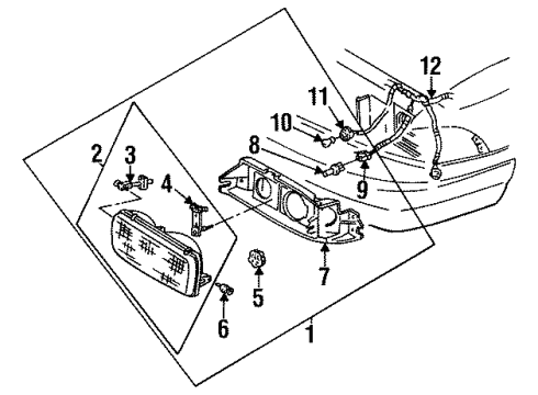 1993 Chevrolet Caprice Headlamps Headlamp Capsule Assembly Diagram for 16519235