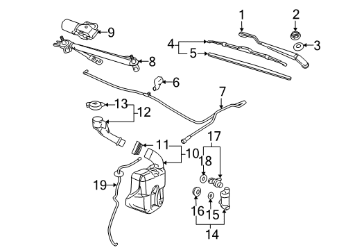 2007 Pontiac G6 Wiper & Washer Components Blade Asm-Windshield Wiper *Black Diagram for 15779416
