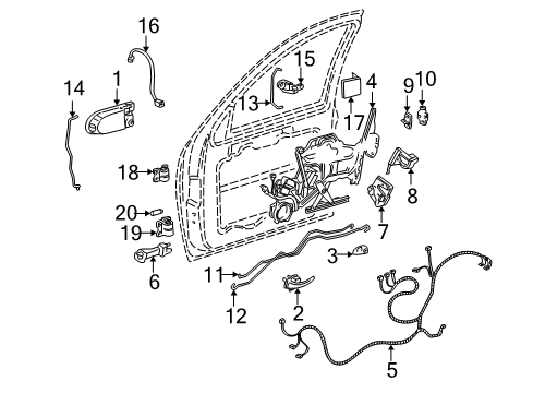 1997 Pontiac Trans Sport Front Door Lock Diagram for 16637786