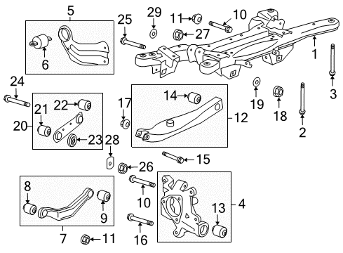 2014 Buick Regal Rear Suspension Components, Lower Control Arm, Upper Control Arm, Stabilizer Bar Link Rod Bolt Diagram for 13219181