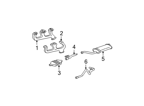 1995 GMC C2500 Exhaust Components, Exhaust Manifold 3Way Catalytic Convertor Assembly (W/ Exhaust Manifold P Diagram for 25145198
