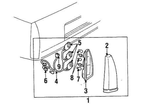 1997 Cadillac DeVille Side Marker Lamps Connector Diagram for 12101900