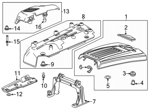 2022 Cadillac CT4 Engine Appearance Cover Insulating Cover Stud Diagram for 11609688