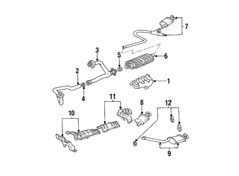 1993 Cadillac Seville Exhaust Components 3Way Catalytic Convertor Assembly Diagram for 25145559