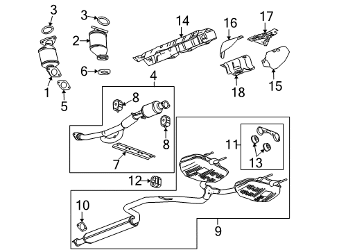 2010 Buick LaCrosse Exhaust Components Converter & Pipe Diagram for 20894012