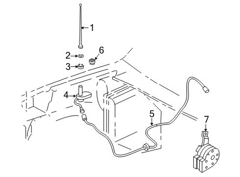 2002 Oldsmobile Bravada Horn Horn Diagram for 15193212