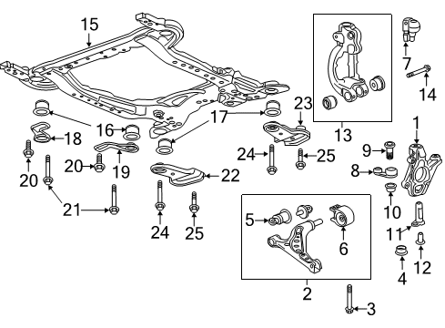 2019 Buick Envision Front Suspension Components, Lower Control Arm, Stabilizer Bar Knuckle Diagram for 84180900