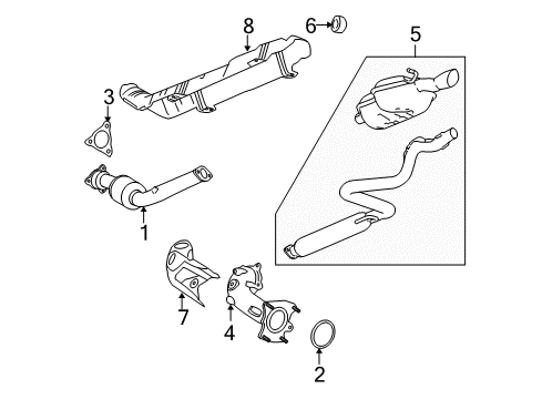 2010 Chevrolet HHR Exhaust Components 3Way Catalytic Convertor Assembly (W/Exhaust Manifold Pip Diagram for 22970506