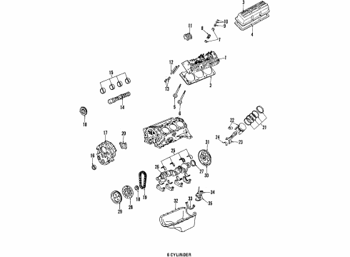 1988 Pontiac Fiero Engine Parts, Mounts, Cylinder Head & Valves, Camshaft & Timing, Oil Pan, Oil Pump, Crankshaft & Bearings, Pistons, Rings & Bearings Front Cover Gasket Diagram for 10101256