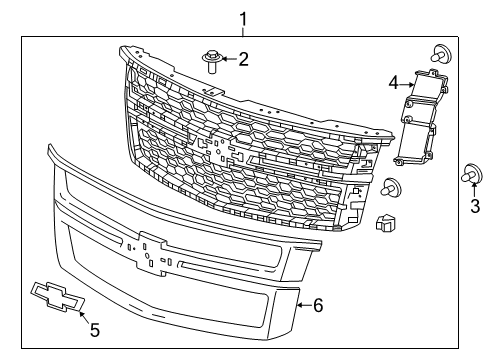 2017 Chevrolet Suburban Grille & Components Grille Assembly Diagram for 23156311