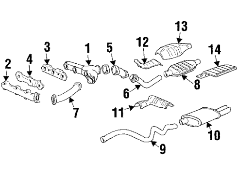 1991 Chevrolet Beretta Exhaust Components Catalytic Converter Assembly Diagram for 25103078
