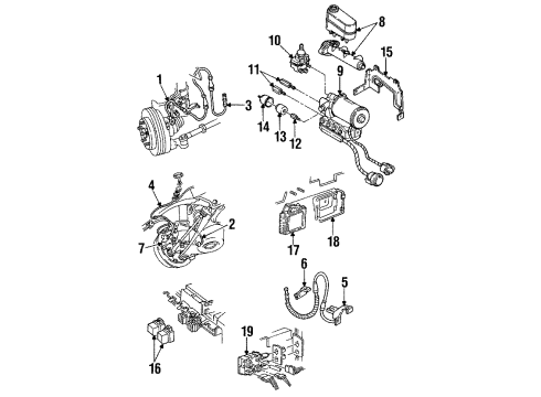 1995 Oldsmobile 88 ABS Components Electronic Brake And Traction Control Module Diagram for 25625047