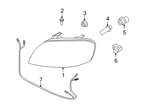 2009 Chevrolet Aveo Headlamps Composite Headlamp Diagram for 96650757