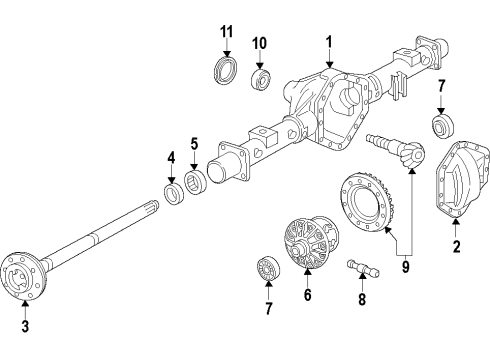 2014 Chevrolet Silverado 1500 Rear Axle, Differential, Propeller Shaft Axle Assembly Diagram for 84175330