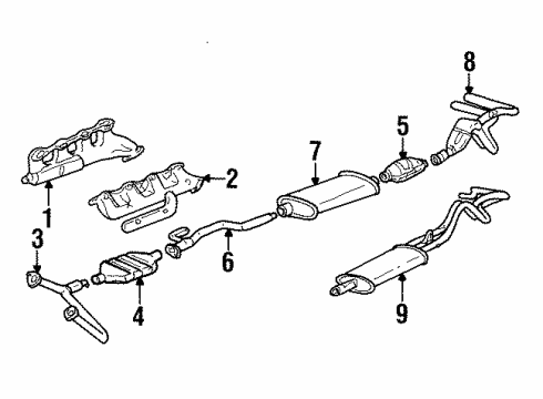 1989 GMC C3500 Exhaust Components, Exhaust Manifold Catalytic Converter Assembly Diagram for 25100463
