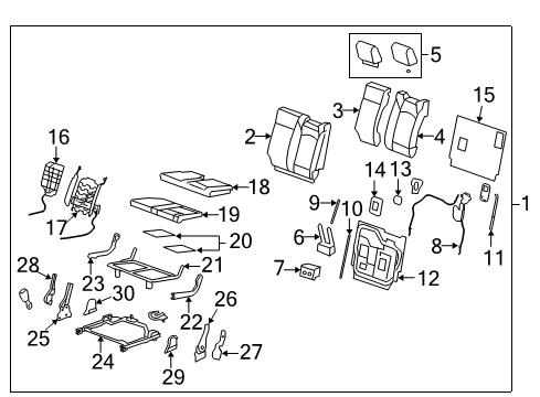 2009 Chevrolet Traverse Third Row Seats Inner Cover Diagram for 25956819
