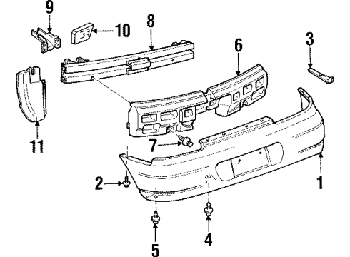 1999 Pontiac Grand Prix Rear Bumper Bar Asm, Rear Bumper Imp Diagram for 19121109