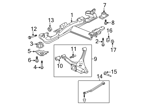 2010 Buick Lucerne Rear Suspension Components, Ride Control, Stabilizer Bar Nut Diagram for 11609618