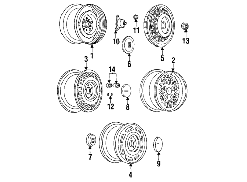 1993 Oldsmobile 98 Wheels Wheel TRIM COVER Assembly(Tire & Wheel Drawing/Original High Output Diagram for 25534985