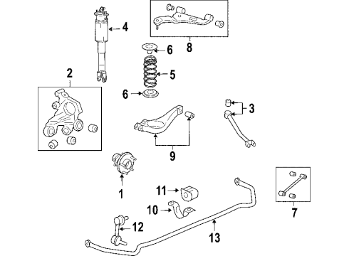2008 Cadillac SRX Rear Suspension Components, Lower Control Arm, Upper Control Arm, Ride Control, Stabilizer Bar Rear Spring Diagram for 10356529