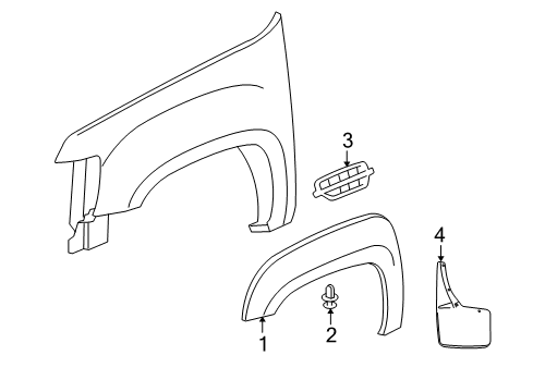 2007 Cadillac Escalade ESV Exterior Trim - Fender Splash Guards - Molded, Front Set Diagram for 19165825