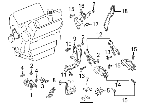 2000 Chevrolet Impala Engine & Trans Mounting Strut Lower Bracket Diagram for 10232891