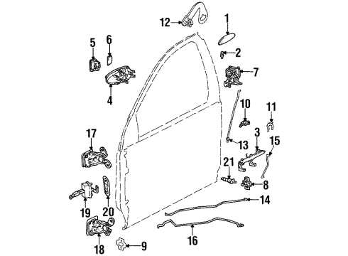 1997 Saturn SC1 Switches Front Side Door Lock Assembly Diagram for 21170597