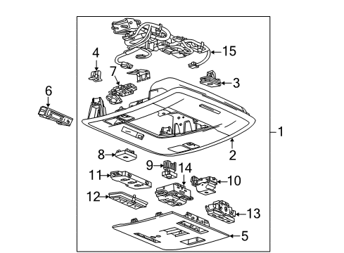 2017 GMC Sierra 1500 Sunroof Roof Console Retainer Diagram for 11546948
