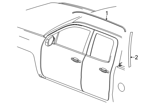 2019 GMC Sierra 1500 Exterior Trim - Cab Roof Molding Diagram for 84293178