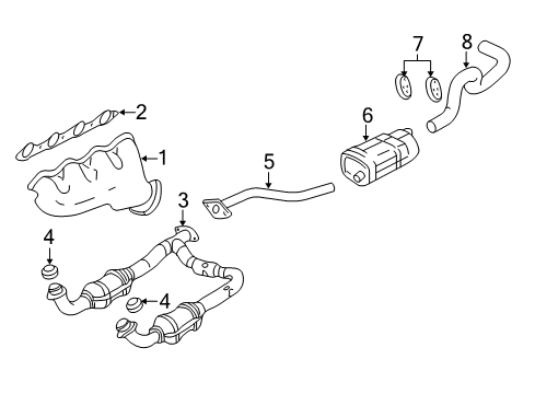 2007 GMC Sierra 1500 Classic Exhaust Components, Exhaust Manifold 3-Way Catalytic Convertor Assembly (W/ Exhaust Manifold Pipe) Diagram for 19208465