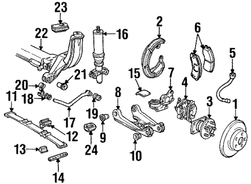 1992 Cadillac Eldorado Rear Brakes Insulator Diagram for 1627769