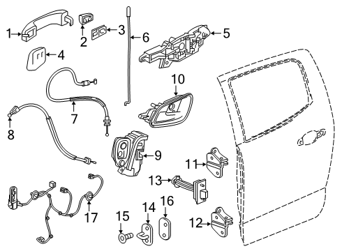 2016 GMC Canyon Rear Door Lower Hinge Diagram for 20986577