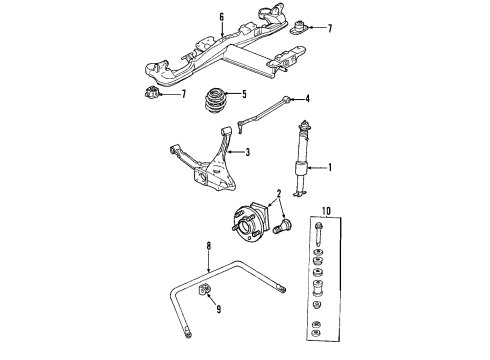 2007 Cadillac DTS Rear Suspension Components, Ride Control, Stabilizer Bar Rear Suspension Control Arm Assembly Diagram for 25710738
