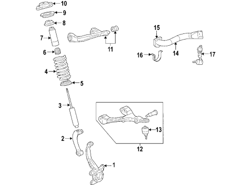 2005 Saab 9-7x Front Suspension Components, Lower Control Arm, Upper Control Arm, Stabilizer Bar Insulator, Front Stabilizer Shaft Diagram for 15125531